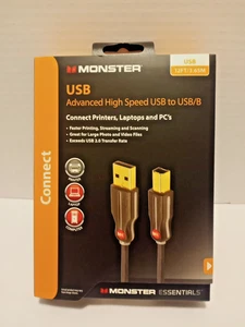 New - 12 Foot Monster Cable USB - High Speed Data USB Cable - USB to USB/B - Picture 1 of 3