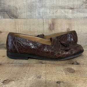 Mezlan Platinum Rodeo Full Genuine Crocodile Kilte Tassel Loafer Mens Size 9 M - Picture 1 of 17