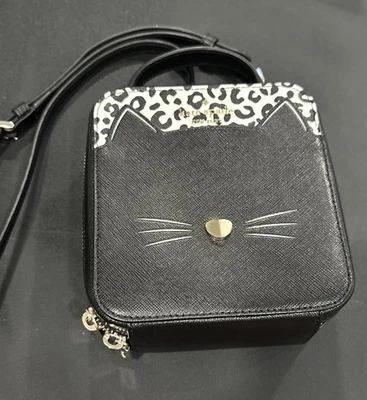 "Mini bolso bandolera Kate Spade Daisy Vanity Meow estampado de gato 6"" de alto 5 3/4"" de ancho" Foto 1 de 4