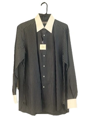 Camisa de vestir clásica Stefano Ricci rayas 41/16 algodón nueva con etiquetas Foto 1 de 4