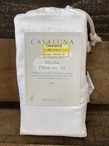 King Rayon From Bamboo Blissful Pillowcase Set White -  Casaluna - Picture 1 of 7