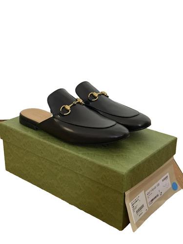 Autentiche ciabatte mule Gucci in pelle Princetown da uomo in pelle G 9 US 10