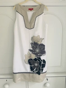 French René Derhy beaded sequinned embroidered linen dress Medium lined STUNNING - Picture 1 of 24