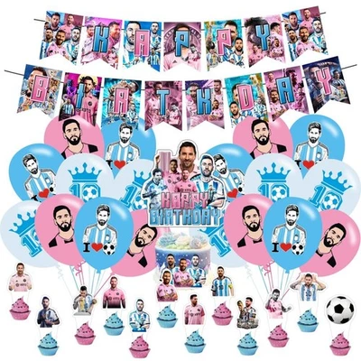 Globos De Messi Futbol Decoracion Set Para Cumpleaños Niños Miami Argentina Foto 1 de 4
