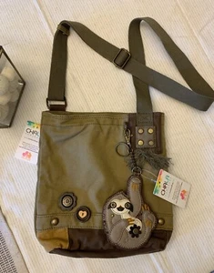 New With Tags Chala Vegan Military Green Crossbody Bag With SLOTH Coin Purse NWT - Picture 1 of 11