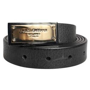 DOLCE & GABBANA Gürtel Schwarz Leder Gold Metallschnalle Klassisch 115cm/46in 450usd - Bild 1 von 7