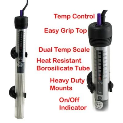 Aquecedor de aquário submersível Aquatop 50 watts com termostato para tanques de até 13 galões - Imagem 1 de 4