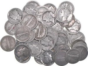 1934-D Mercury 90% Silver Dime Roll Lot of 50 PCS $5 Face - Picture 1 of 4