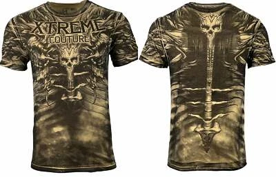 Xtreme Couture by Affliction 男式 T 恤 CHARRED REMAINS Biker Skull S-5XL — 第 1/4 张图片