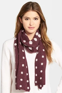 Halogen Polka Dot Cashmere Muffler Burgundy-Combo NWT $98 - Picture 1 of 1