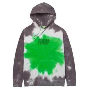 Huf Worldwide Sudadera con Capucha Pullover Sudadera con Capucha Alto Tinte Tiedye Verde en L - Imagen 1 de 2