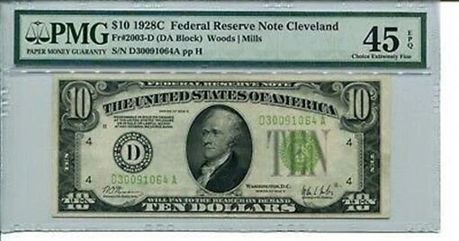FR 2003-D 1928C $10 Federal Reserve Note PMG 45 EPQ Choice Extremely Fine - Image 1 of 1