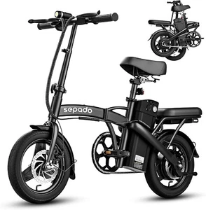 2 Seater Electric Bike 750W Peak 14" Mini Commuter Foldable E Bike 40miles 20mph - Picture 1 of 14
