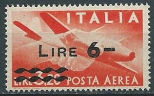 1947 ITALIA POSTA AEREA SOPRASTAMPATO 6 LIRE MNH ** - JU041-8 - Picture 1 of 1