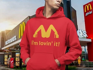 McDonalds I'm Loving It Tee New Red Funny SWEATSHIRTS AND HOODY'S - Picture 1 of 9