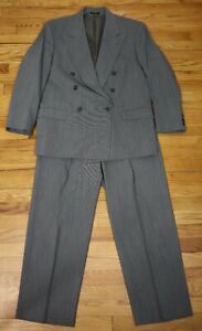 NINO CERRUTI RUE ROYAL - MEN'S GRAY DOUBLE BREASTED SUIT - SIZE 44 PANTS 34 X 28