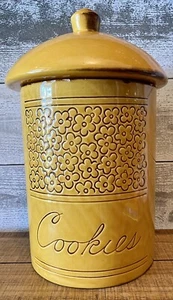 Vintage Holiday Designs Ceramic Daisy Cookie Jar Mustard Yellow - Picture 1 of 13