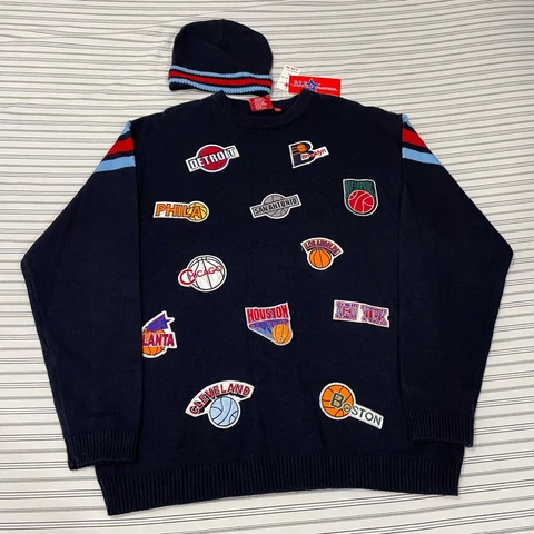 NWT Vintage 2003 NBA All Star Players BOOM-X Teams Knit Sweater W/ Beanie XL Cover