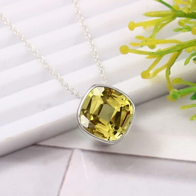 Un Naturale Ceylon Giallo Zaffiro 925 Pendente Argento Anniversario Regali - Immagine 1 di 4