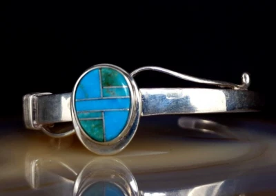 Armreif Silber 925 Türkis Indianer Armspange Sterlingsilber USA - zauberhaft  - Bild 1 von 4