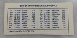 AISA 1989-90 Hershey Impact Fútbol Interior Bolsillo Horario Hogar y Boleto para Niños” - Imagen 1 de 2