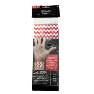 Pulseras Amscan Tyvek chevron rojo 500 unidades eventos fiestas clubes numerados - Imagen 1 de 2
