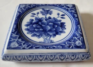 Vintage MCM DeChang Taoci Blue White Floral Porcelain Teapot Trivet Mid Century - Picture 1 of 7