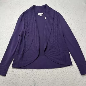 Christopher & Banks Women's Medium Open Front Cardigan Sweater Knit Purple - Picture 1 of 15