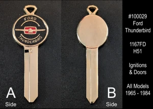 Vintage NOS Ford Thunderbird Gold Plated Key Blank 1167FD H51 Models 1965 - 1984 - Picture 1 of 4