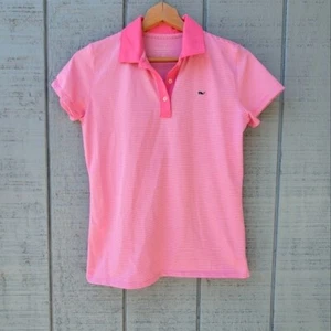 Vineyard Vines Performance Striped Golf Polo size XS/S Neon Pink White - Picture 1 of 9