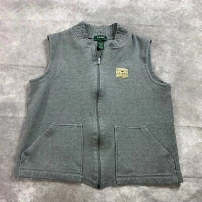 Lauren Ralph Lauren Suéter Chaleco Mujer M Gris 100% Algodón Bolsillos Cremallera Completa Foto 1 de 4