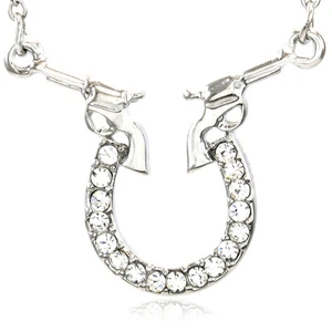 Nuevo Pistola Pistola Pistola Herradura Collar Colgante Buena Suerte Dije Vaquero Occidental - Imagen 1 de 25