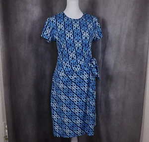J. Mclaughlin Dress Womens S Blue Print Tied Waist Catalina Cloth Short Sleeve - Picture 1 of 9