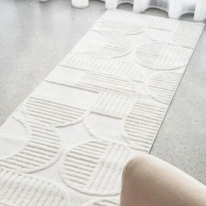 Alfombra de piso moderna Art Deco contemporánea marfil Wrenly corredor - 3 tamaños - Imagen 1 de 8