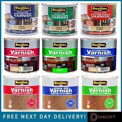 RUSTINS POLIURETANO DE SECADO RÁPIDO BRILLO MATE SATINADO BARNIZ USO INTERIOR EXTERIOR Foto 1 de 4