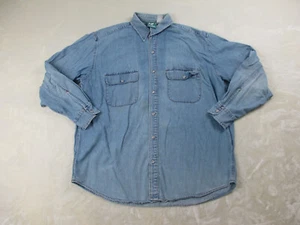 Camisa DE COLECCIÓN Big Dogs Para Hombre Grande Azul Perla A Presión Manga Larga Años 90 * - Imagen 1 de 15