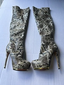 Luichiny May La Snake Boot Schlangenleder Stiletto Overknee Stiefel 9M. Schlangenhaut - Bild 1 von 11