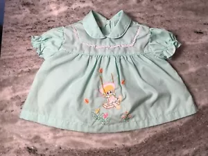 Vestito Neonato Vintage Judy Philippine Taglia 0 - 6 Mesi Verde - Foto 1 di 4