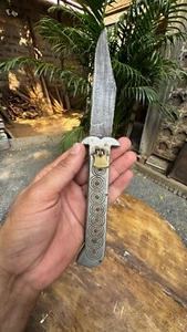 Vintage Collectible Handcrafted Iron Blade Metal Handle Switch Lock Pocket Knife - Picture 1 of 11