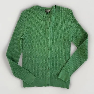 Cárdigan Talbots Mujer Mini Tejido con Cable Pima Algodón Talla M Kelly Verde Holiday City Foto 1 de 4
