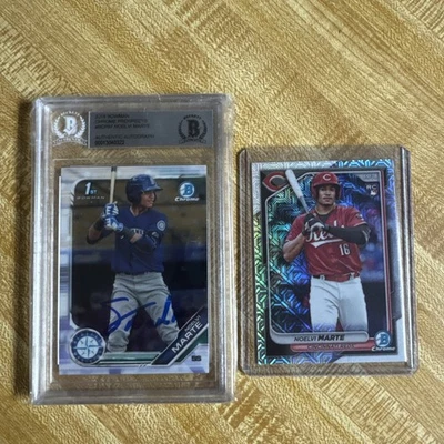 Noelvi Marte Bowman Chrome 1st Authenticated Auto And Noelvi Marte Rookie Card - Image 1 of 4