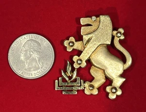14K Yellow Gold Diamond Lion of Judah Jewish Philanthropy Pin Pendant - Picture 1 of 11