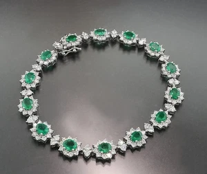 Valor 19.000 Euros Pulsera Esmeralda Brillante 8,70 quilates Oro Blanco 750 - Imagen 1 de 10