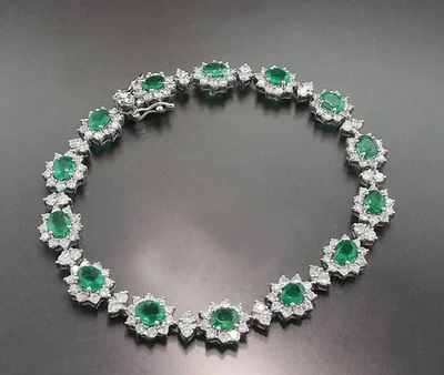 Smaragd-Brillant-Armband 8,10 carat 750er Weißgold 18 Karat Neu - Bild 1 von 4