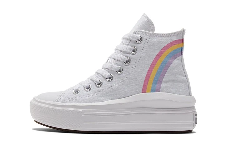 Size 5.5 (GS) - Converse Chuck Taylor All Star Move Platform High Rainbow Cloud 2022
