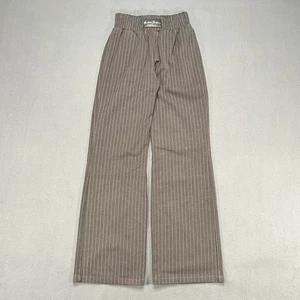 Maniere De Voir Pants Gray Womens 4 Wide Leg Pin Stripe Elastic Waist Business - Picture 1 of 7