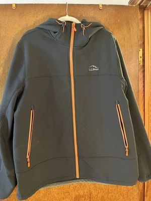 LL Bean Mens STORMFLEECE Pro Hoodie Jacket XL Gray Orange Trim NEW Coat #504684 - Image 1 of 4