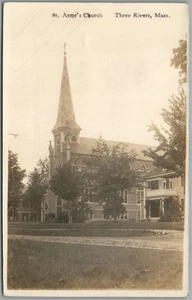 IGLESIA DE TRES RÍOS MA SANTA ANTIGUA FOTO REAL POSTAL RPPC - Imagen 1 de 2