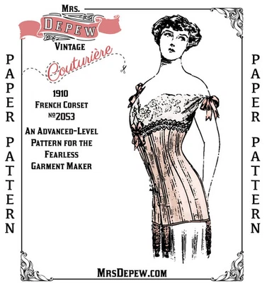 Antique Sewing Pattern 1910s Ladies' French Corset 23-45" Waist Depew #2053 - Image 1 of 4