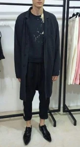 Haider Ackermann Linen Chester Coat Dark Navy Men's Long Trench Italy M - Picture 1 of 4